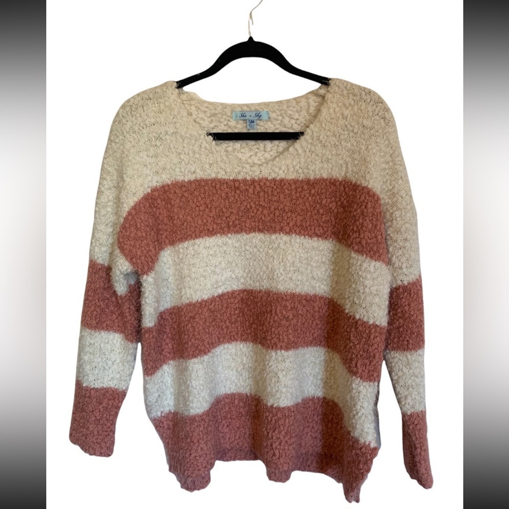 Popcorn striped sweater